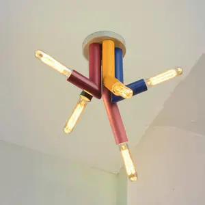 Decor Straw Plafonnier décoratif, 5 têtes, avec culot E27, métal, IP20...