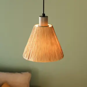 Suspension OSRAM Decor Raffia, à 1 lampe, raphia, couleur naturelle
