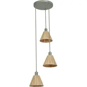 Suspension OSRAM Decor Raffia, à 3 lampes rondes, raphia, naturel pas cher