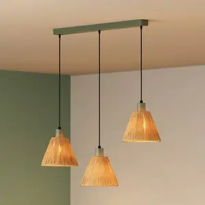 Suspension OSRAM Decor Raffia, à 3 lampes, raphia, naturel