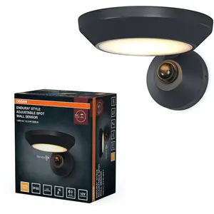 Endura® Style Adjustable Spot Ip65 Wall Sensor 12w Dark Grey