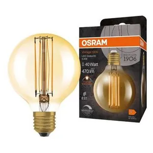 Comparateur de prix : OSRAM LED Vintage 1906, G80, E27, 5,8 W, or, 2.200 K, intensité variable.