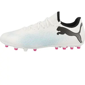 Puma Men Future 7 Play Mg Soccer Shoes, Puma White-Puma Black-Poison Pink, 46 EU pas cher
