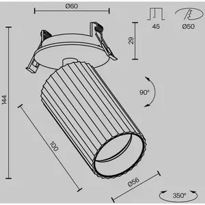 Maytoni lampe encastrable Calipso, noire, orientable, GU10 pas cher