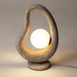 Maytoni Opus Lampe De Table Globe Moderne Grise 1xg9 Abat-jour Blanc