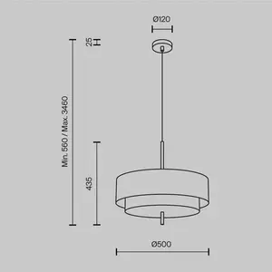 Suspension Maytoni Bergamo, blanc/noir, Ø 50 cm, lin pas cher