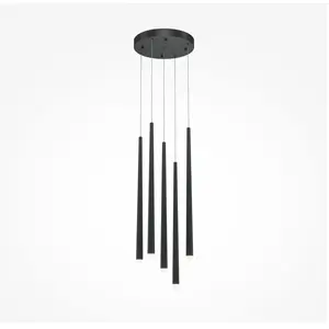 Suspension 5 pendants en aluminium noir 110cm Cascade - Maytoni pas cher