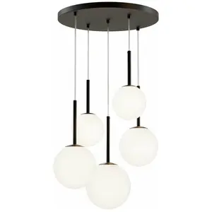 Comparateur de prix : Maytoni suspension Basic form, noir, Ø 58 cm, 5 lampes à verre