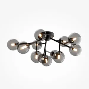 Comparateur de prix : MAYTONI Plafonnier globe moderne à 12 lumières noir mat, abat-jour noir, G9