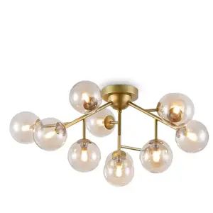 Comparateur de prix : MAYTONI Plafonnier globe moderne à 20 lumières noir mat, abat-jour fumé, G9