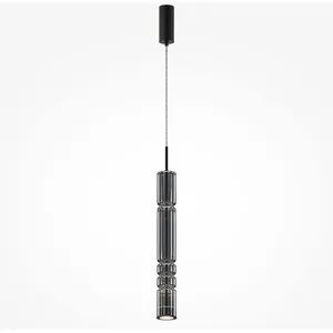 Suspension en verre et métal noir 384x8cm Ordo - Maytoni