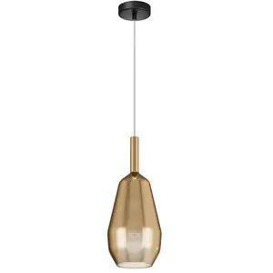 Comparateur de prix : Lampe suspendue Duality à abat-jour en verre doré 1xE27 60W Maytoni