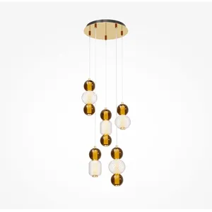 Comparateur de prix : Suspension en verre et métal doré 5 ampoules 43cm Drop - Maytoni