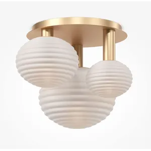 Comparateur de prix : Maytoni plafonnier Reels, 3 lampes, doré / blanc, verre