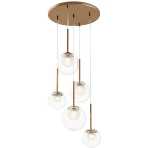 Comparateur de prix : Suspension 5 globes en verre et métal doré 58cm Basic form - Maytoni