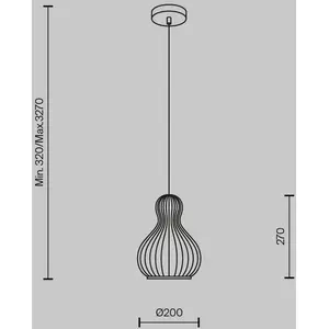 Suspension Maytoni Roots, Ø 20 cm, hauteur 27 cm, bois/noir pas cher