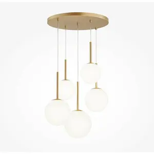 Comparateur de prix : Maytoni Suspension Basic form, or, Ø 58 cm 5 lampes, verre