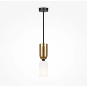 Comparateur de prix : Suspension en verre blanc/doré et métal noir 8x232cm Memory - Maytoni