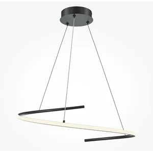 Comparateur de prix : Maytoni Curve Plafonnier Suspendu Moderne Noir 1600 Lm Abat-jour Blanc