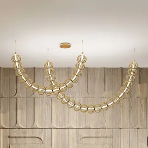 Comparateur de prix : Maytoni suspension LED Golden Cage, 2 parties, hauteur 184 cm