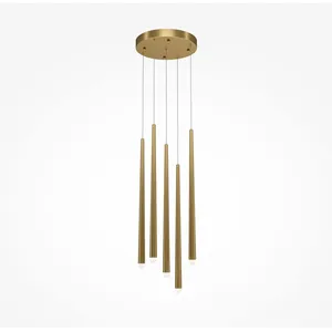 Suspension 5 pendants en aluminium doré 110cm Cascade - Maytoni pas cher