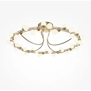 Comparateur de prix : Plafonnier armature métallique or et blanc mat 80cm Tessara - Maytoni