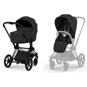 Duo PRIAM 2026 Poussette tout-terrain avec nacelle pliable et Châssis Matt Black Sepia Black