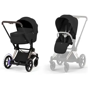 CYBEX Duo Poussette e-Priam et nacelle Sepia Black / Rose Gold pas cher