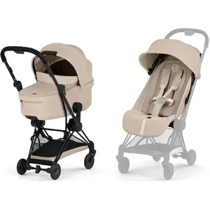 Duo CO A 2026 Poussette ultra-compacte avec nacelle pliable et Châssis Matt Black Cozy Beige
