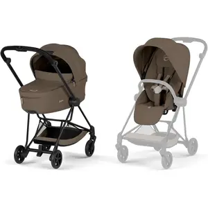 Duo MIOS 2026 Poussette citadine avec nacelle pliable et Châssis Matt Black Coconut Brown