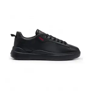 HUGO Hommes Blake Tenn Baskets en Cuir Lisse à Semelle Cupsole pas cher