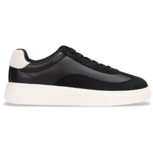 HUGO pour femme. 50552700 Lyzz Leather Sneakers black (38), Cuir, Noir, Plat, Lacets, Casuel
