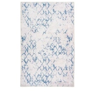 Comparateur de prix : Non communiqué Tapis Tissé Imprimé Vintage Peron IV Blanc & Bleu 120 x 180 cm