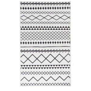 Comparateur de prix : Non communiqué Tapis Tissé Imprimé à Poils Plats Maya IV Blanc & Noir 160 x 230 cm
