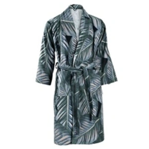 Peignoir de Bain en Coton Tropical Noir & Vert L pas cher