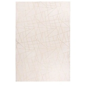 Paris Prix Tapis Géométrique à Poils Longs Bijou Blanc & Or 120 x 170 cm
