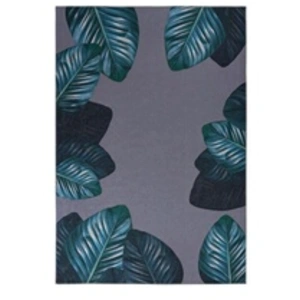 Tapis Imprimé à Poils Courts Tropical Noir & Vert 130 x 190 cm
