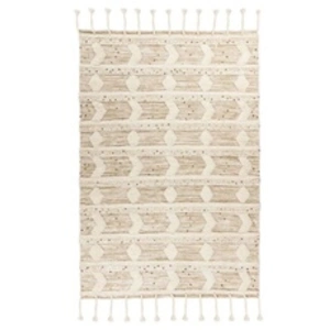 Non communiqué Tapis Bohème Tissé Fait à la Main Bohist Crème & Kaki 120 x 180 cm