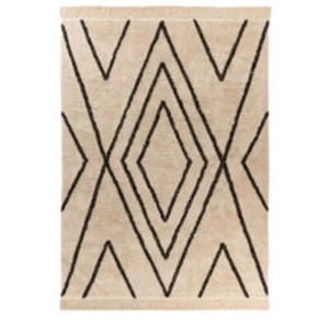 Non communiqué Tapis Tufté à la Main Ethnique Mylen V Beige & Noir 120 x 170 cm pas cher