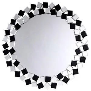 Comparateur de prix : Miroir Mural Design Mosaic 80cm Argent & Noir