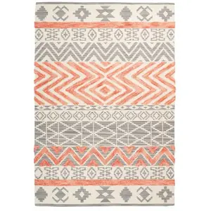 Paris Prix Tapis Effet 3D à Poils Courts Ethnie Gris & Orange 80 x 150 cm