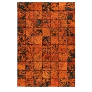 Comparateur de prix : Paris Prix Tapis Patchwork en Cuir Fait Main Voila Orange 160 x 230 cm