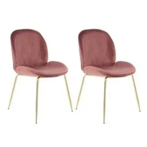 Paris Prix Lot de 2 chaises design "charlize" 90cm rose & or pas cher