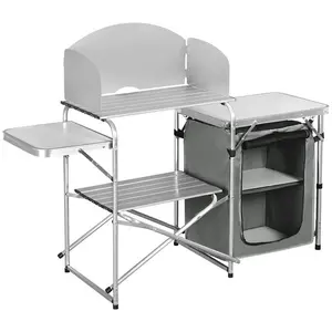 WOLTU Cuisine de Camping en MDF et Aluminium Table de Pique-Nique Plia...