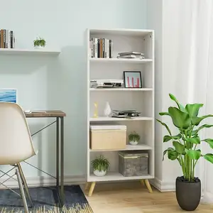 Comparateur de prix : Bibliothèque Meuble de Rangement Étagère WOLTU - Blanc - 60x24x144cm