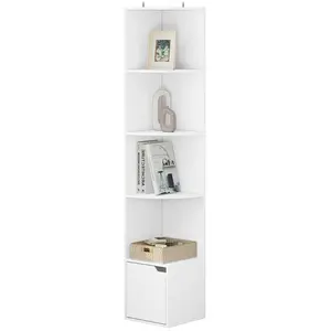 Comparateur de prix : WOLTU Bibliothèque, Meuble Étagère d'angle à 5 Niveaux, 1 Placard avec...