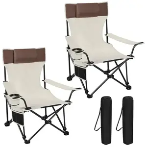 WOLTU 2x Chaise de Camping, Fauteuil de Pêche Pliable avec Appui-tête,... pas cher