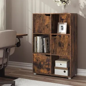WOLTU Bibliothèque étagère de rangement, meuble cube 59,6x29x91cm, en mdf, marron rustique pas cher
