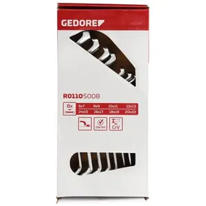 Gedore - rouge Jeu de Cle polygonale double coude, 8 pieces. 6x7 - 20x22