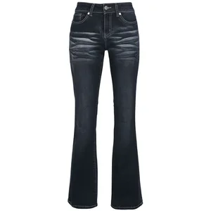 Comparateur de prix : Black Premium by EMP Femme Jean Bleu foncé délavé et évasé W28L30
